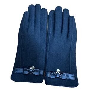 KOREAN FASHION Women’s Black Gloves with Puppy Size Small